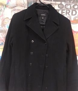 COLEBROOK 100% WOOL BLACK PEA COAT
